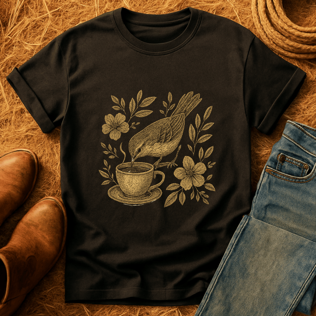 Floral Teacup Chickadee T-Shirt