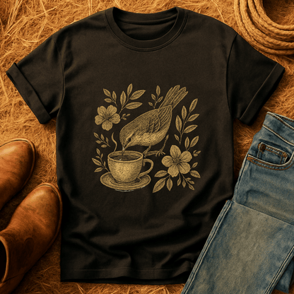 Floral Teacup Chickadee T-Shirt