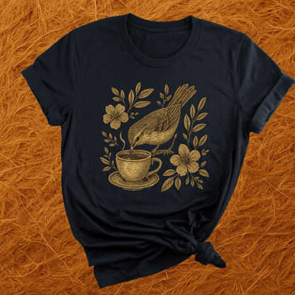 Floral Teacup Chickadee T-Shirt