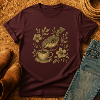 Floral Teacup Chickadee T-Shirt