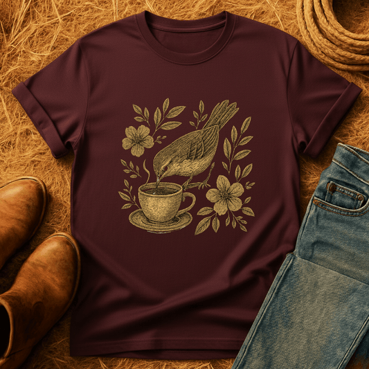 Floral Teacup Chickadee T-Shirt