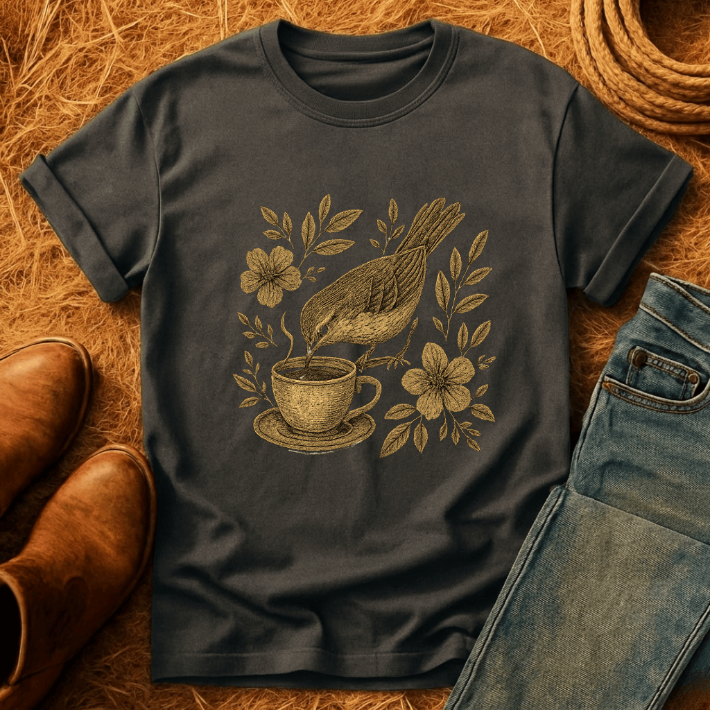 Floral Teacup Chickadee T-Shirt