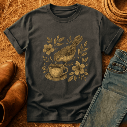 Floral Teacup Chickadee T-Shirt