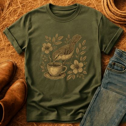 Floral Teacup Chickadee T-Shirt