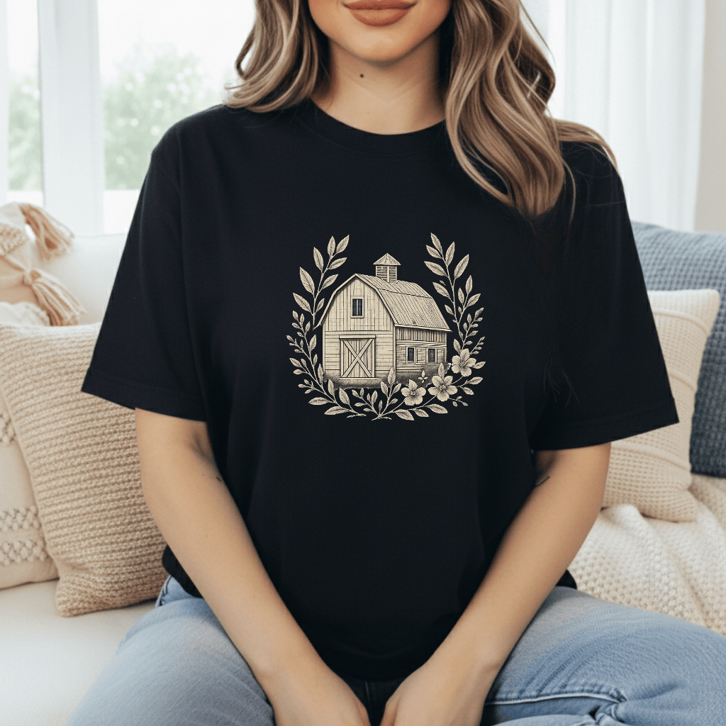 Vintage Barn Wreath T-Shirt