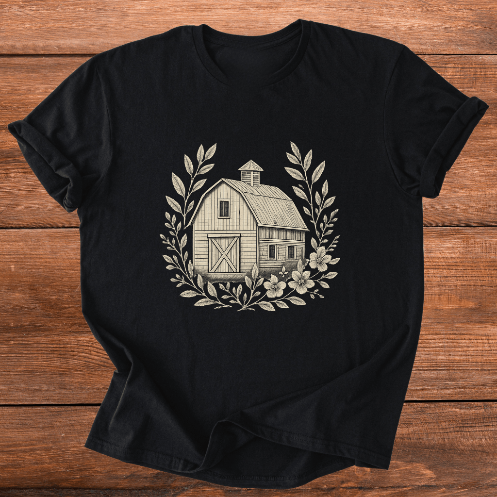 Vintage Barn Wreath T-Shirt