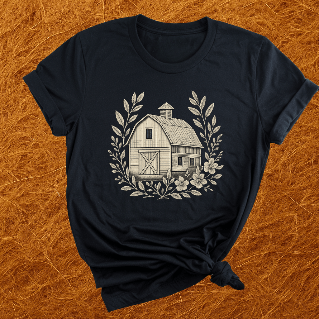 Vintage Barn Wreath T-Shirt