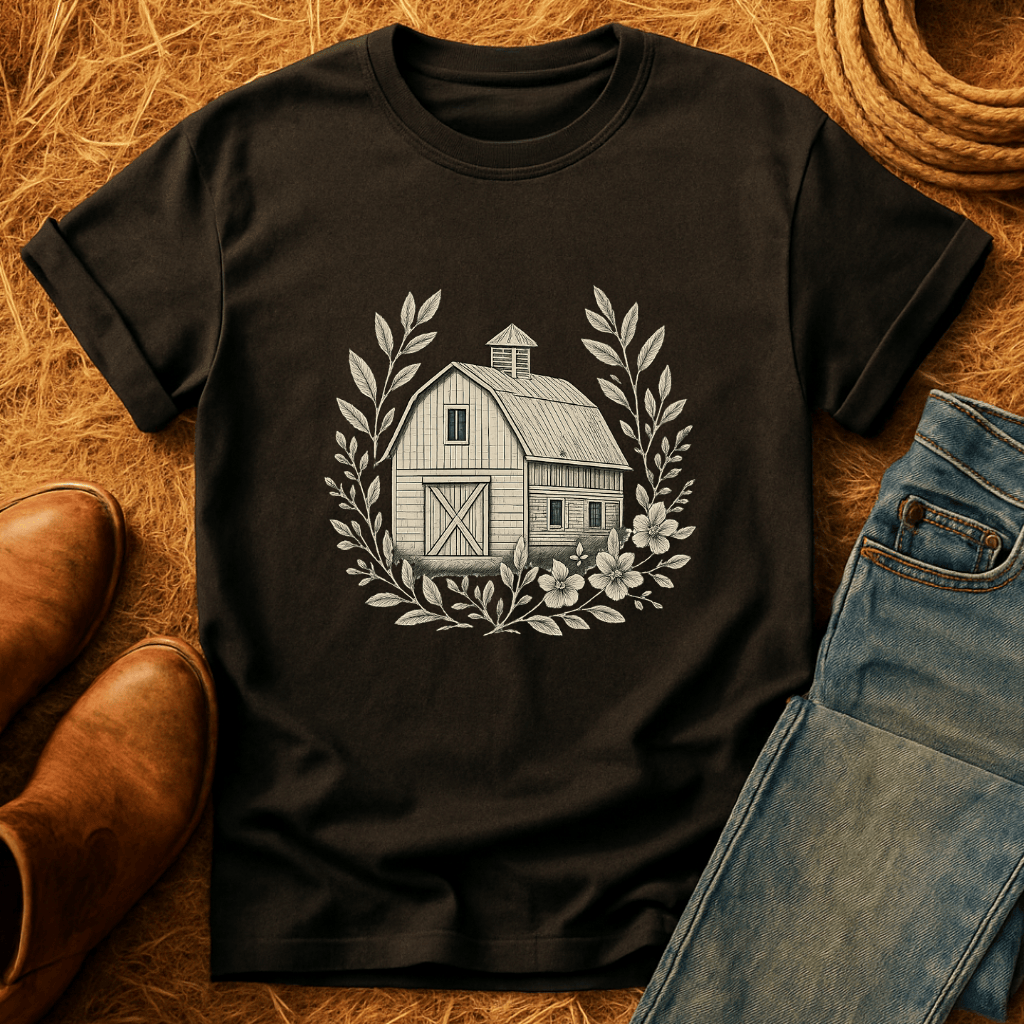 Vintage Barn Wreath T-Shirt