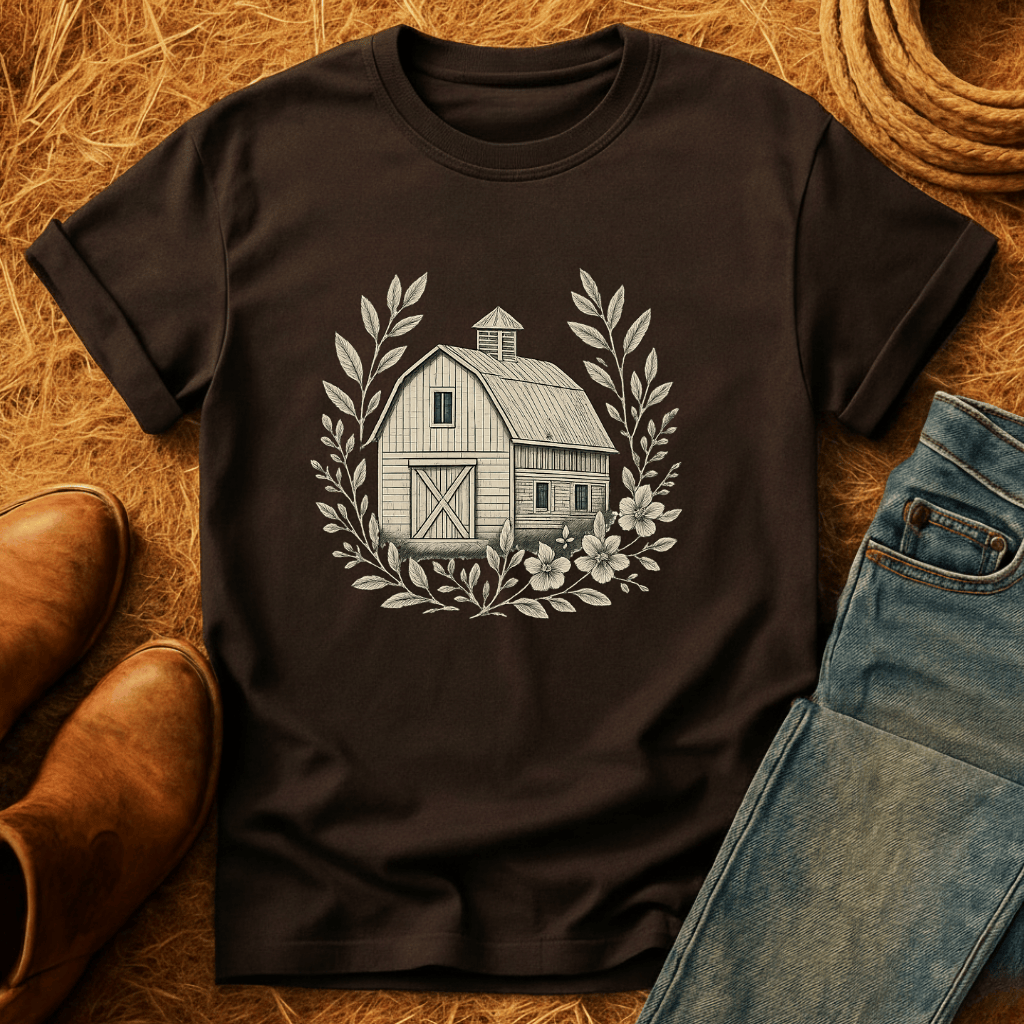 Vintage Barn Wreath T-Shirt