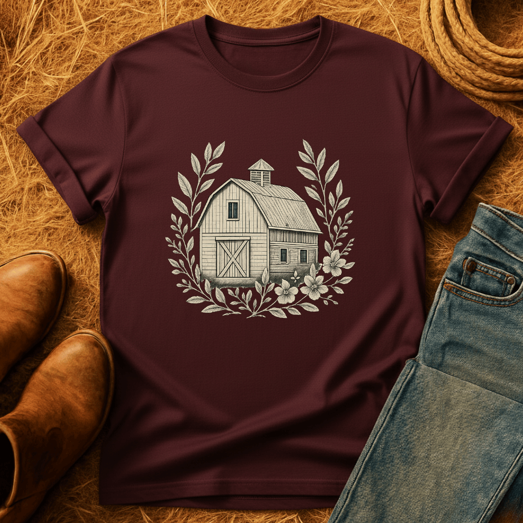 Vintage Barn Wreath T-Shirt