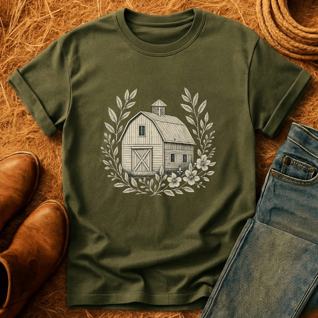 Vintage Barn Wreath T-Shirt