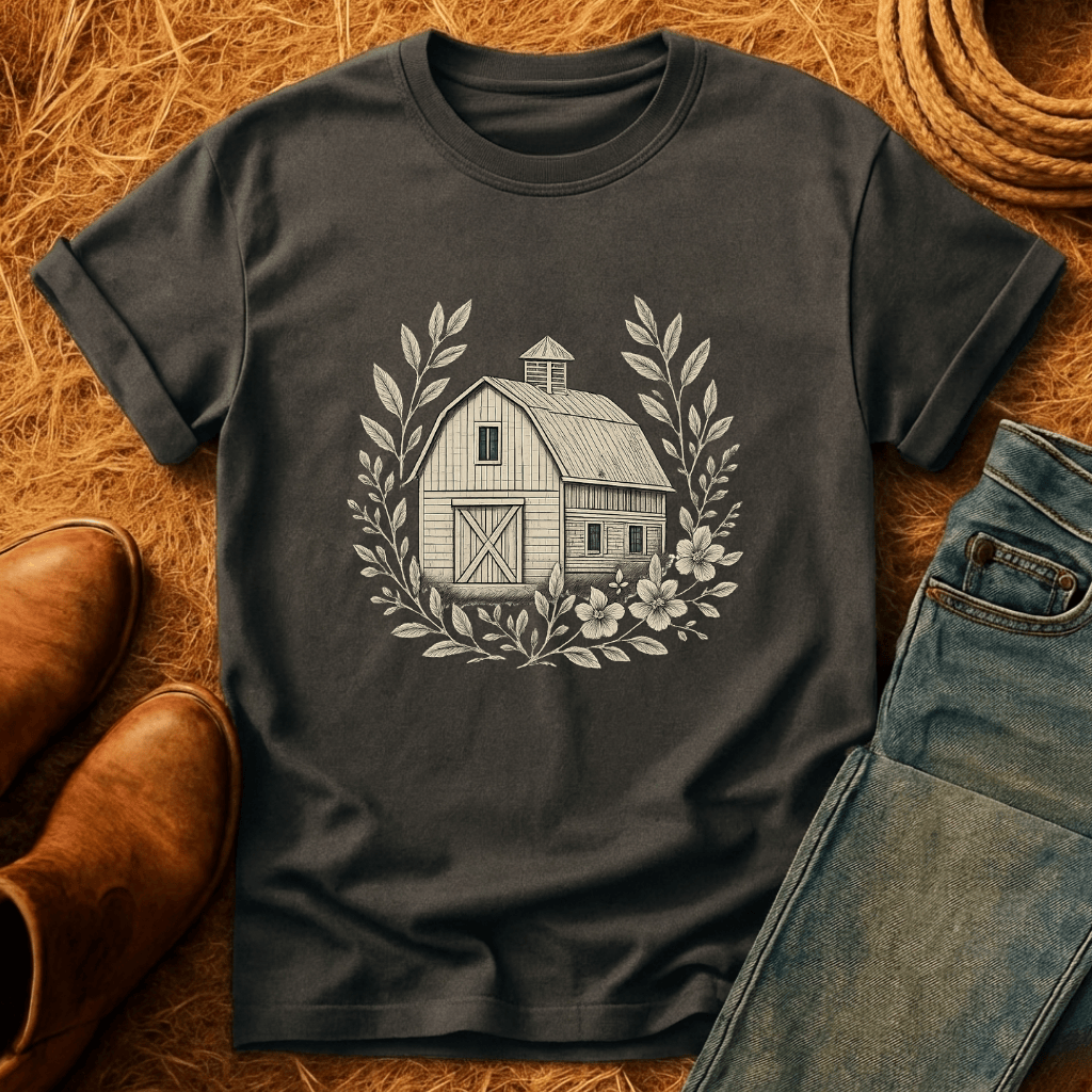 Vintage Barn Wreath T-Shirt