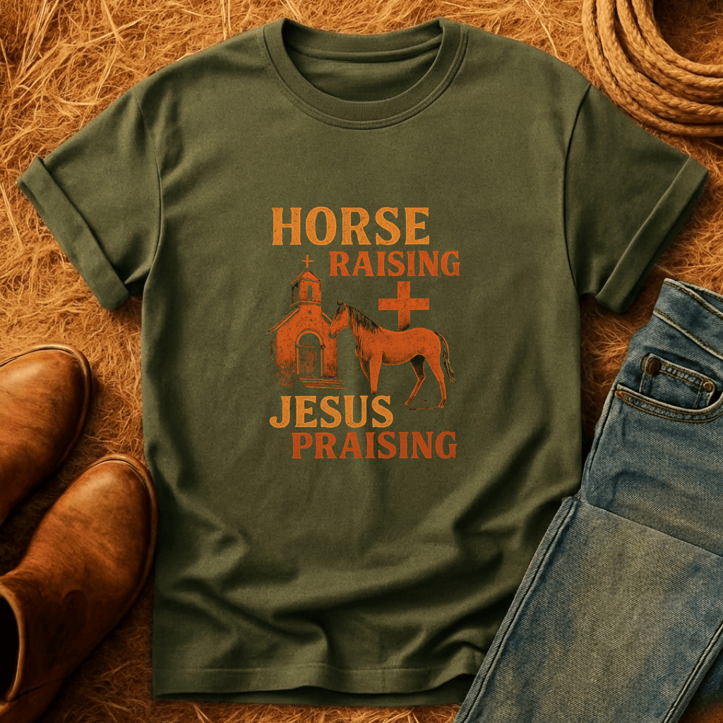 Horse Raising Jesus Praising T-Shirt