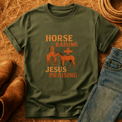 Horse Raising Jesus Praising T-Shirt