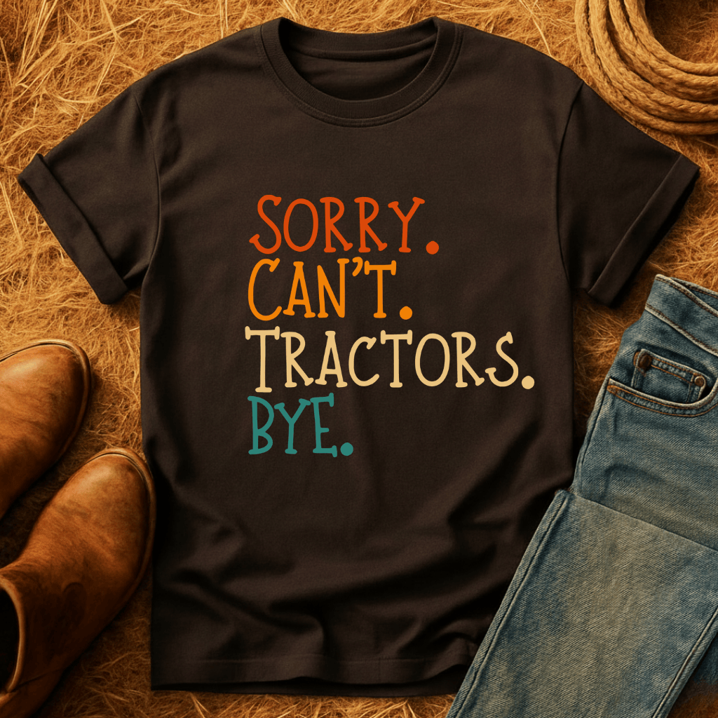 Sorry. Can't. Tractors. Bye. T-Shirt