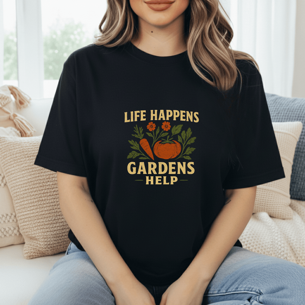 Life Happens. Gardens Help. T-Shirt