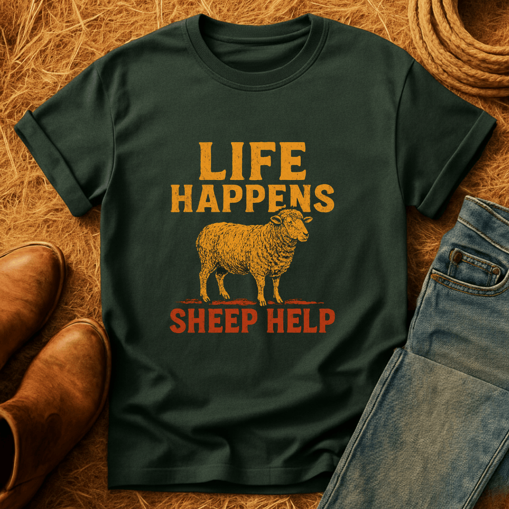 Life Happens. Sheep Help. T-Shirt