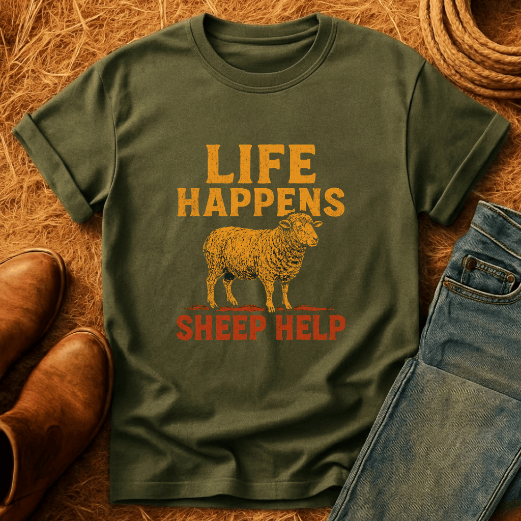 Life Happens. Sheep Help. T-Shirt