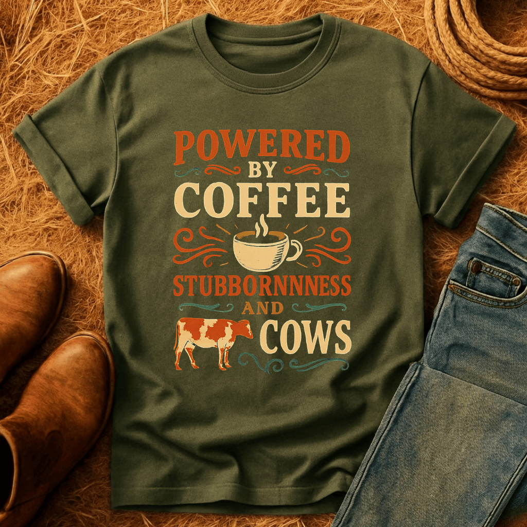 Coffee, Stubbornness & Cows T-Shirt