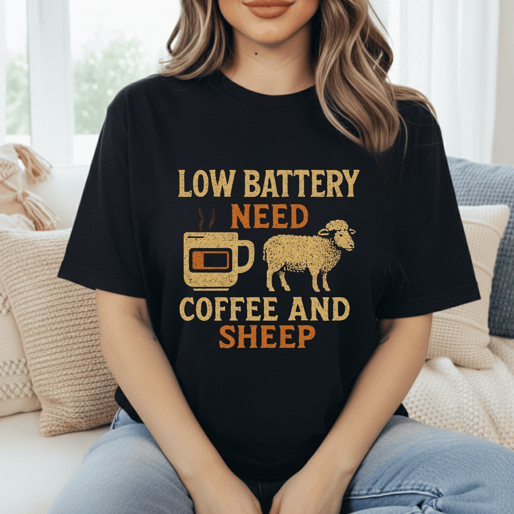 Coffee And Sheep Battery T-Shirt
