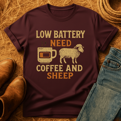 Coffee And Sheep Battery T-Shirt