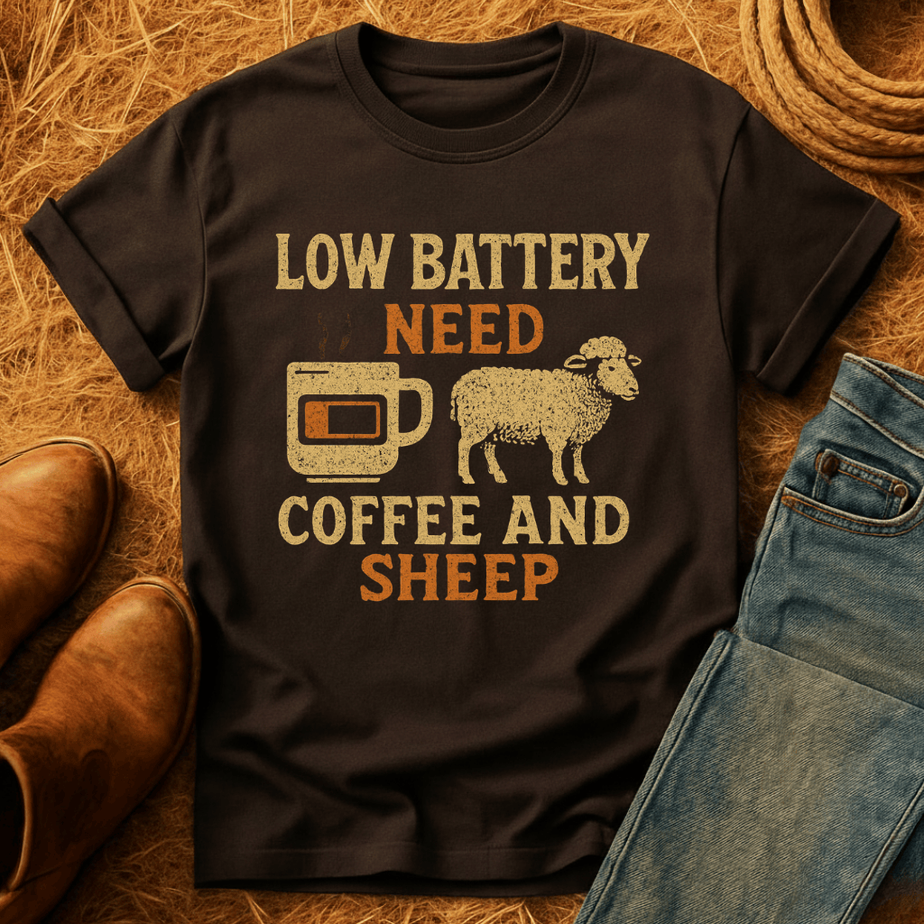 Coffee And Sheep Battery T-Shirt