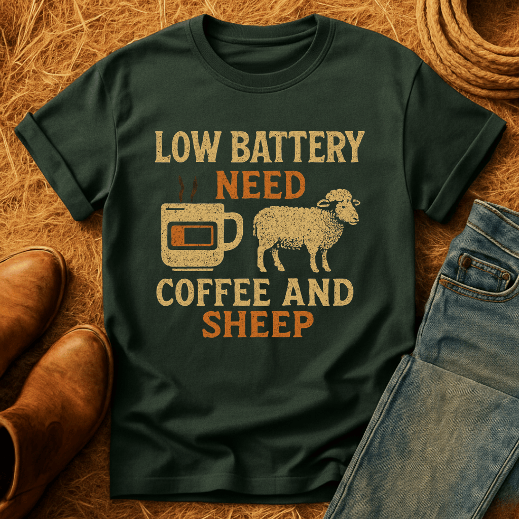 Coffee And Sheep Battery T-Shirt