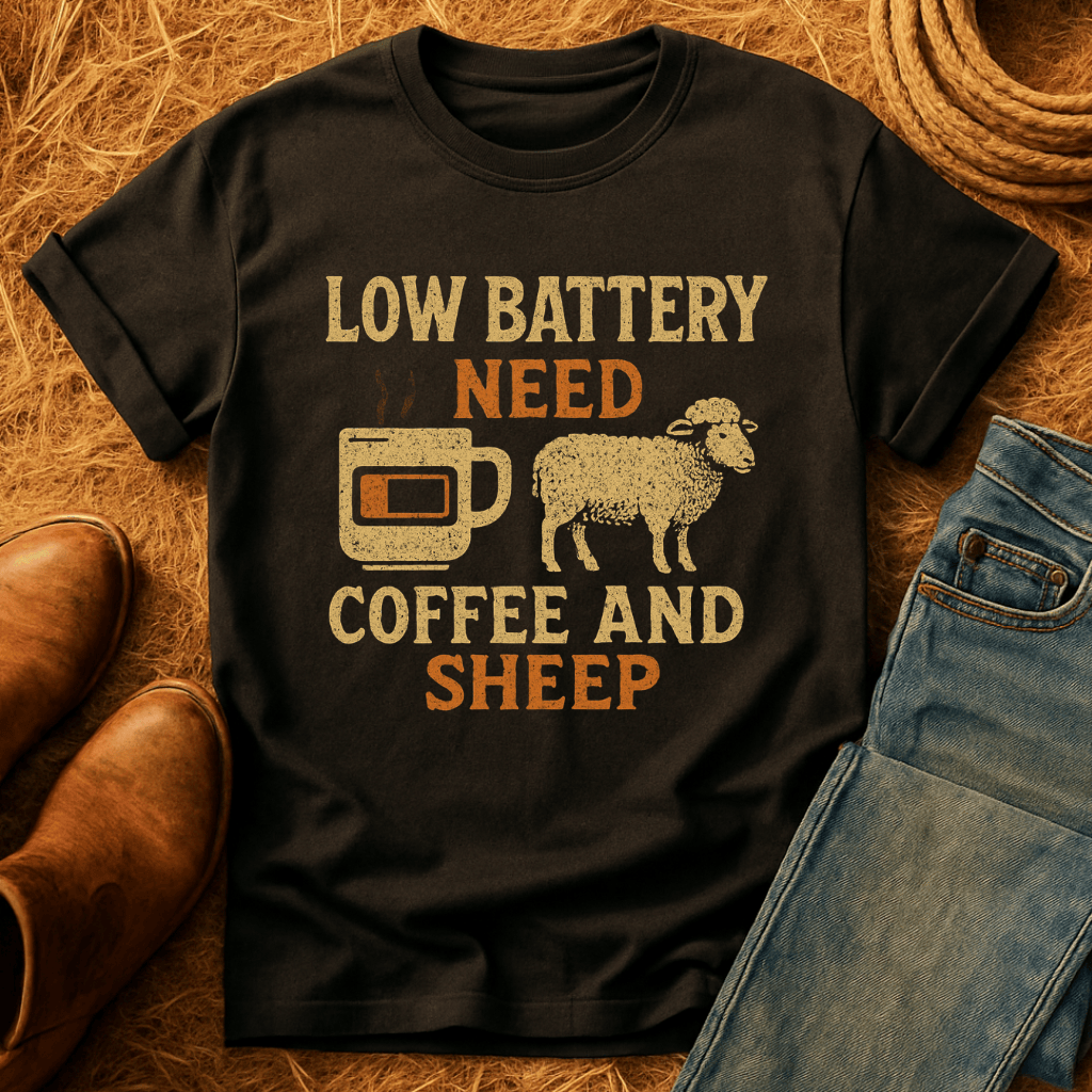 Coffee And Sheep Battery T-Shirt