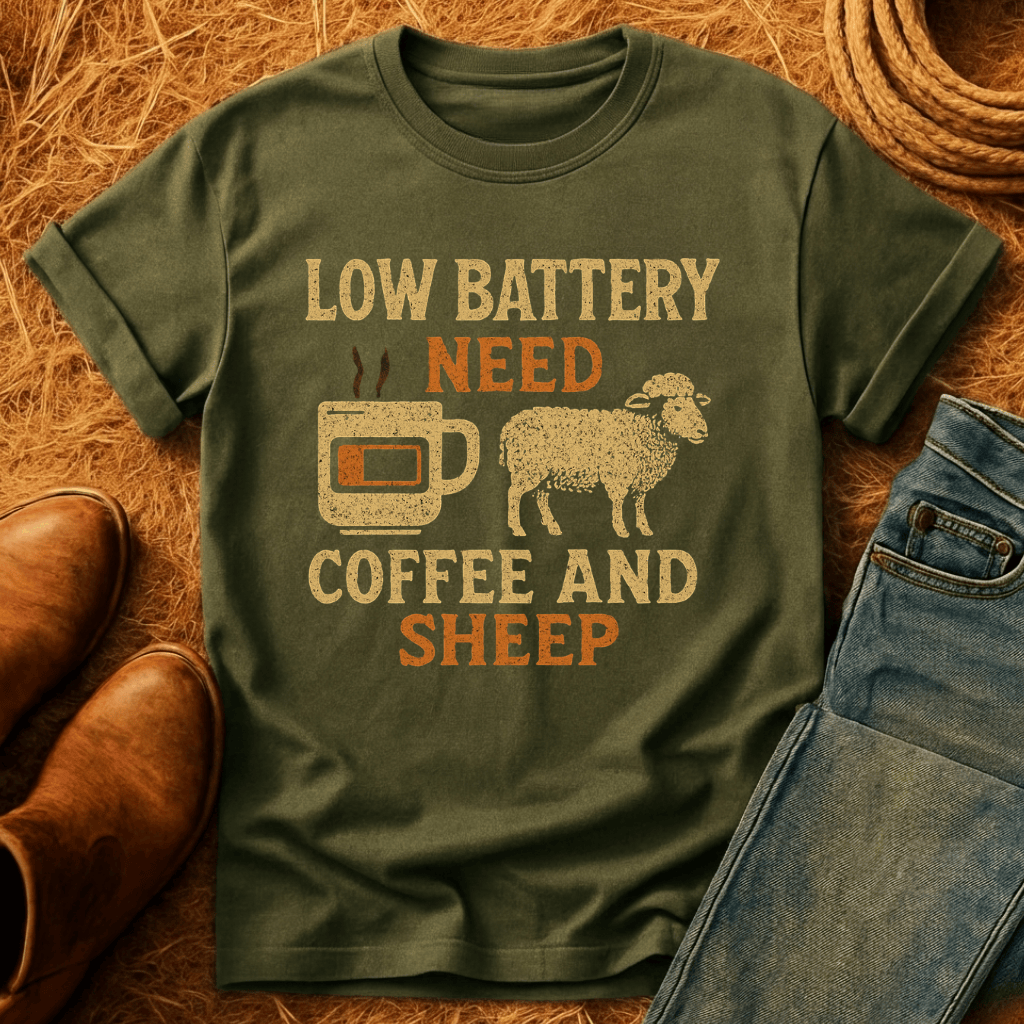 Coffee And Sheep Battery T-Shirt