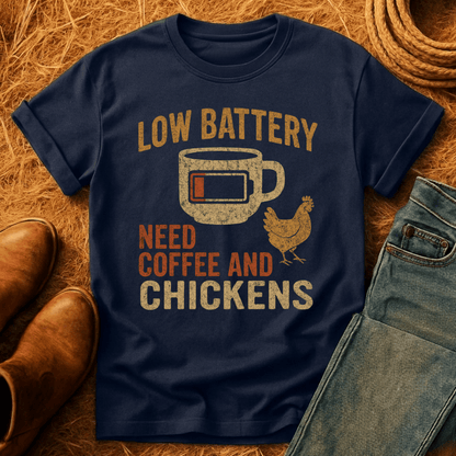 Chickens And Coffee Battery T-Shirt
