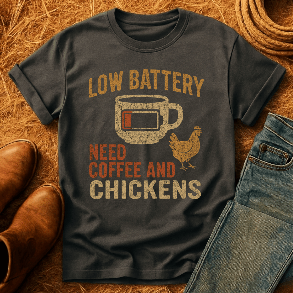 Chickens And Coffee Battery T-Shirt