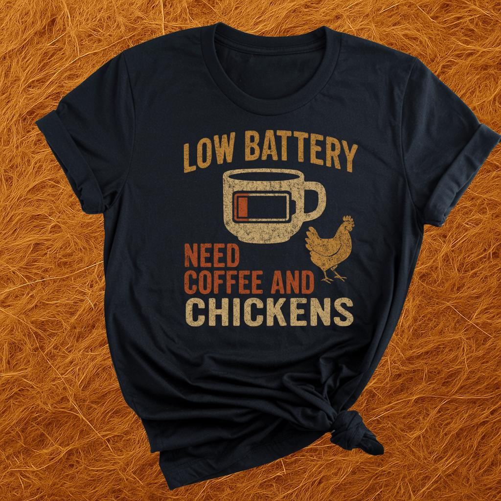 Chickens And Coffee Battery T-Shirt