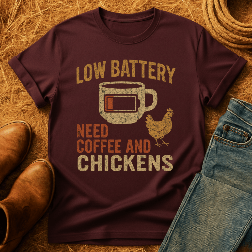 Chickens And Coffee Battery T-Shirt