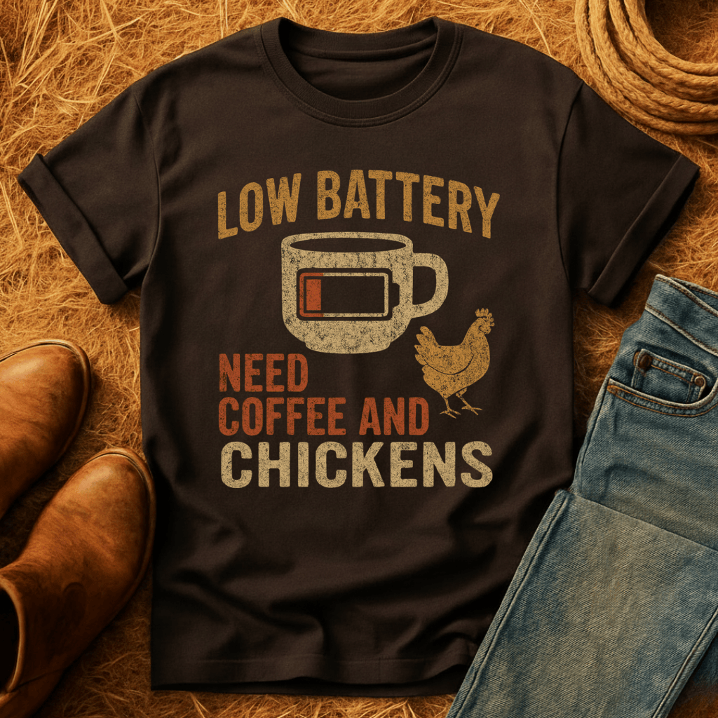 Chickens And Coffee Battery T-Shirt