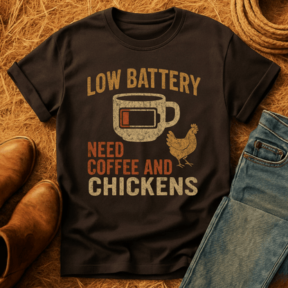 Chickens And Coffee Battery T-Shirt