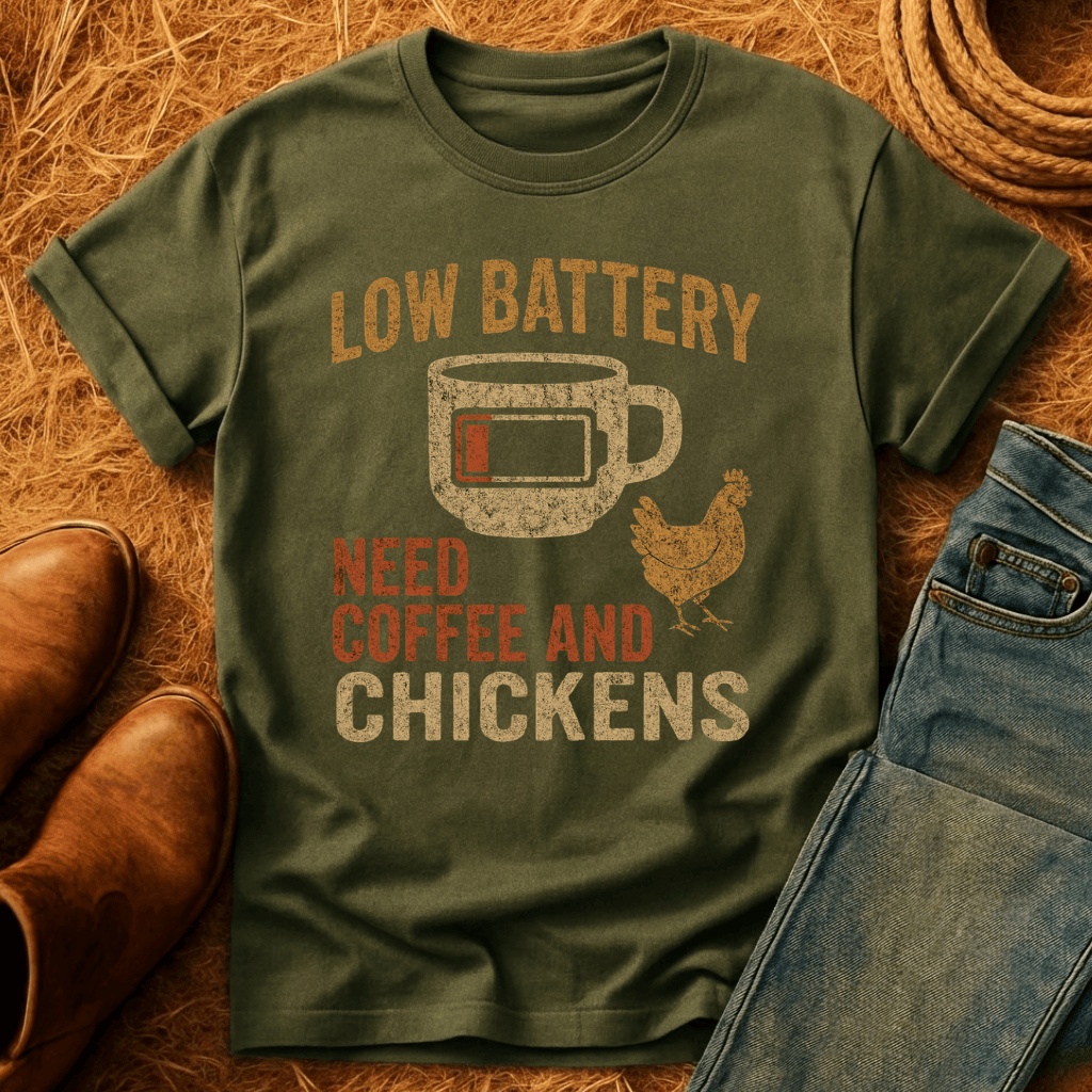Chickens And Coffee Battery T-Shirt