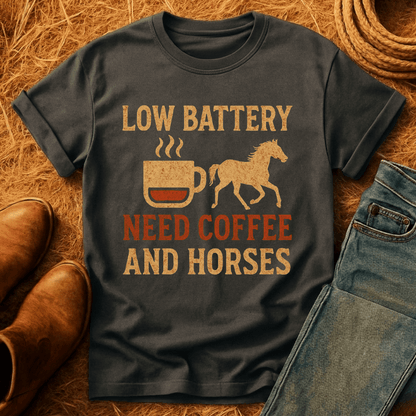 Horses And Coffee Battery T-Shirt