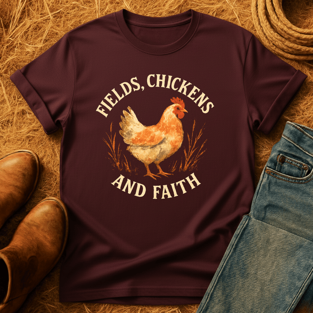 Fields, Chickens, Faith T-Shirt