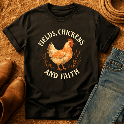 Fields, Chickens, Faith T-Shirt