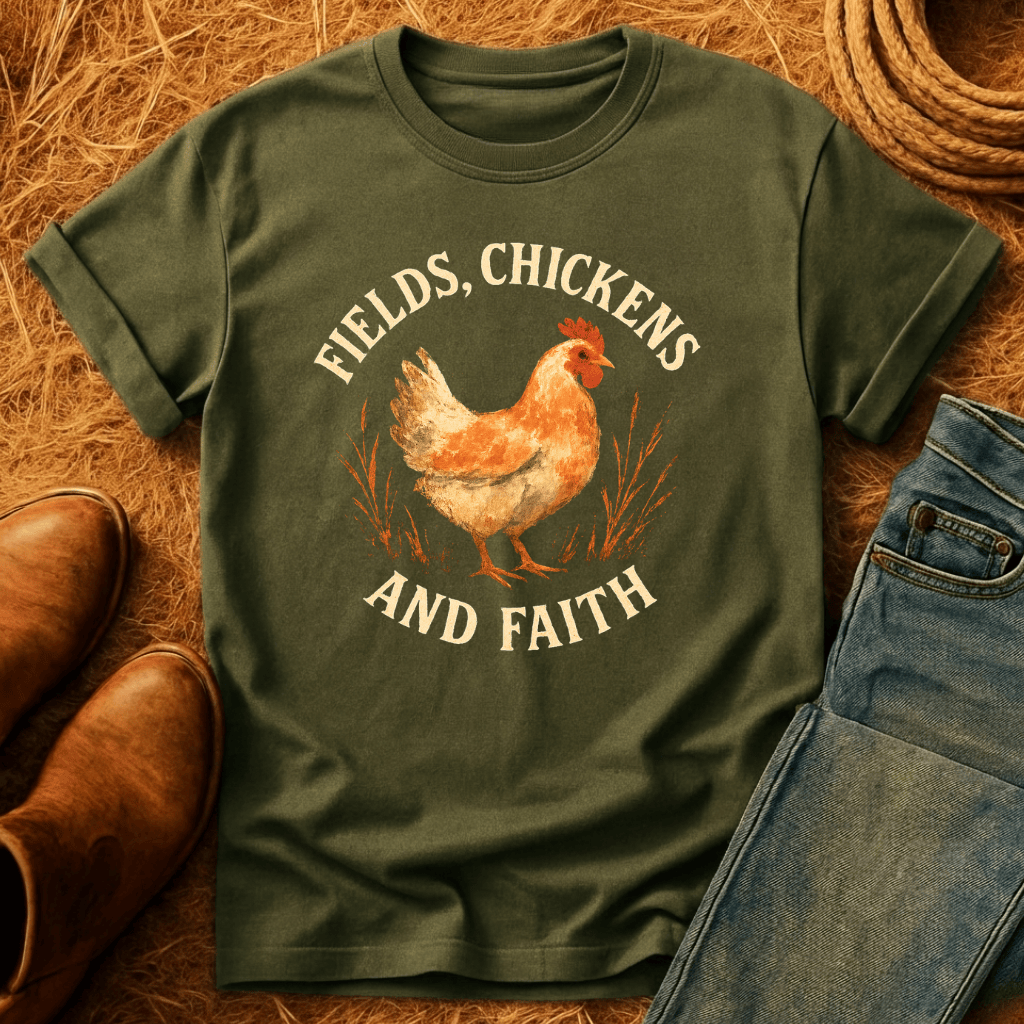 Fields, Chickens, Faith T-Shirt