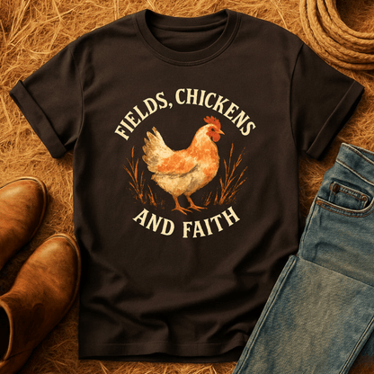 Fields, Chickens, Faith T-Shirt